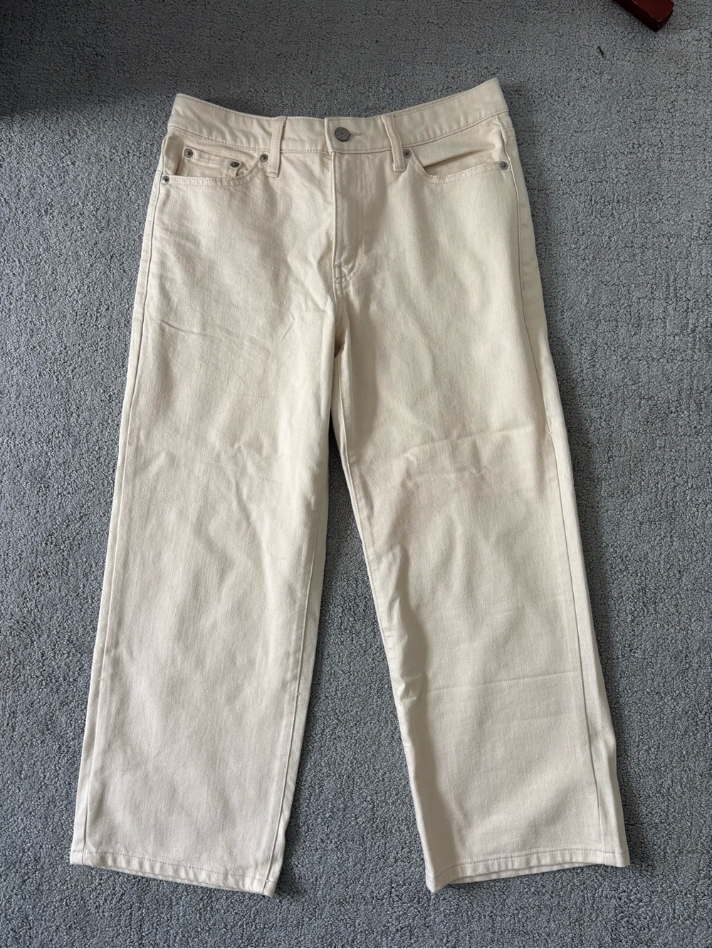 Womens Cream cropped Straight Mid-Rise Jeans